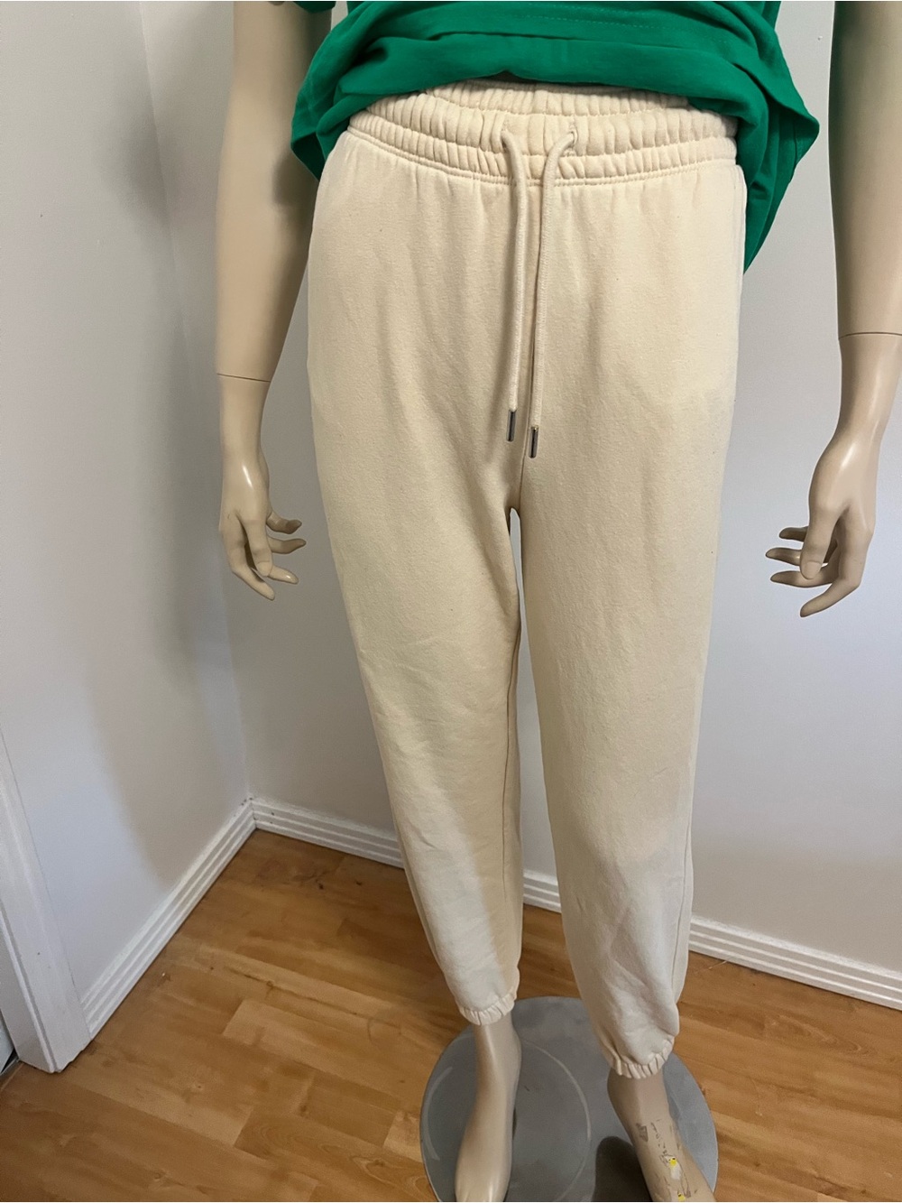 H&M Cream Drawstring High-Rise Jogger Pants